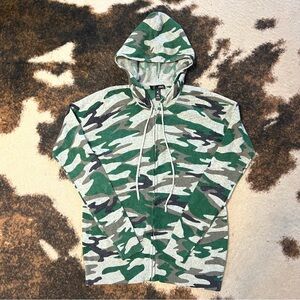 Aqua Green Camouflage Hooded Sweater